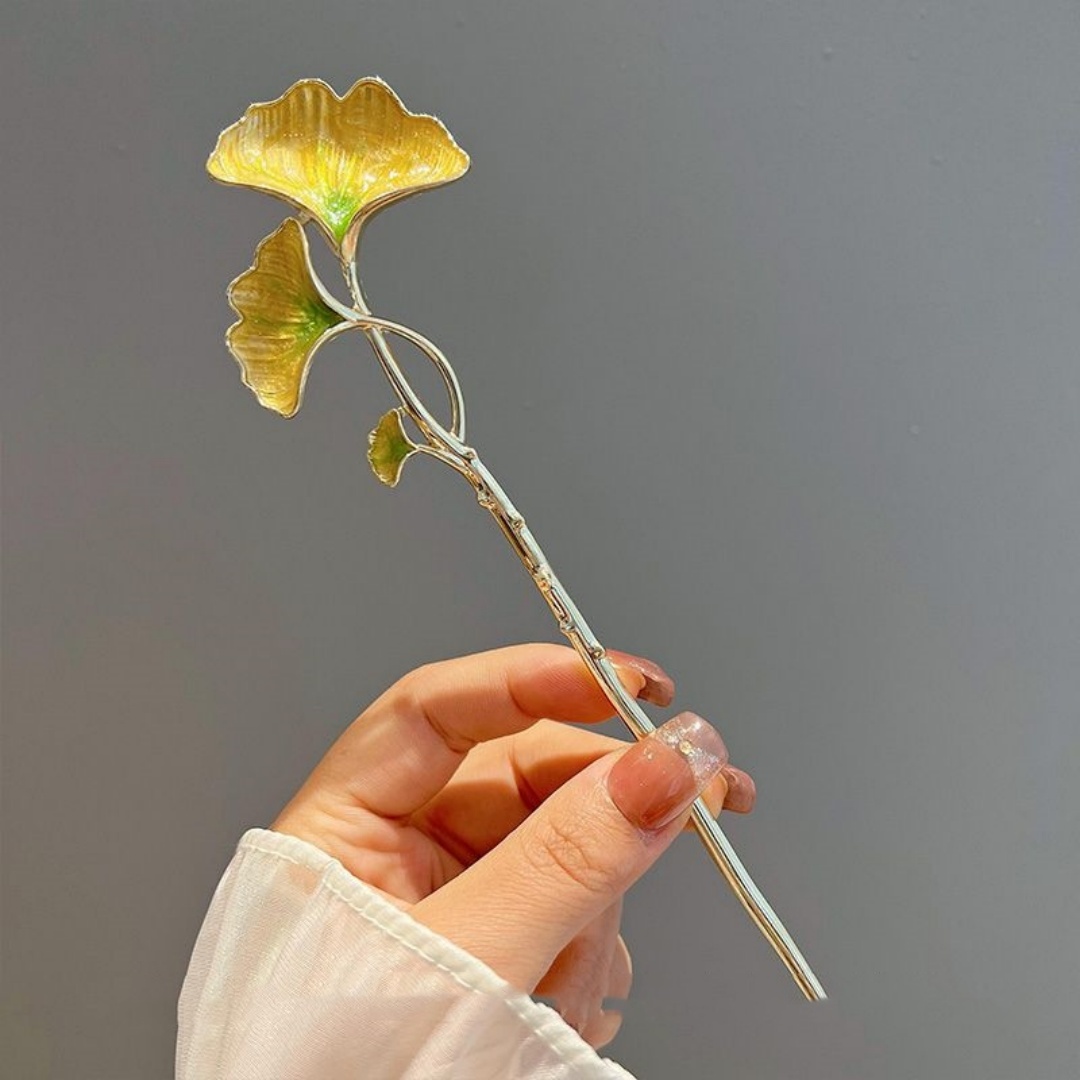 Hanbok Hair Pin - กิ๊บติดผมใบแปะก๊วยสไตล์จีนแบบใหม่สำหรับผู้หญิง ดีไซน์เฉพาะกลุ่ม ให้ความรู้สึกหรูหรา อุปกรณ์เสริมกิ๊บติดผมสำหรับชุดกี่เพ้าและชุดฮั่นฝู
