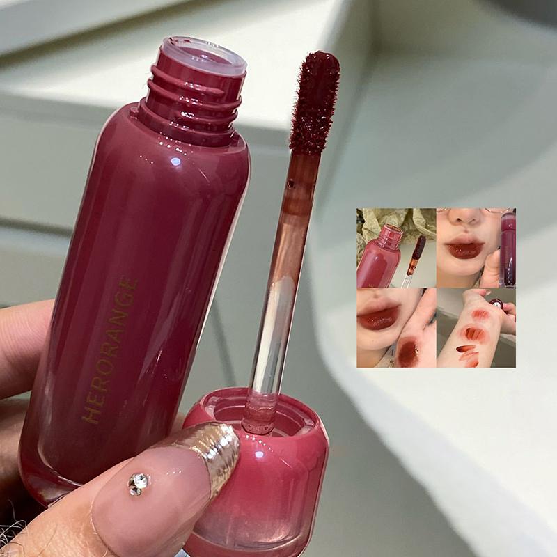 Lip Tint Korean - HERORANGE ลิปกลอสเนื้อมิเรอร์วอเตอร์ ลิปสติกเนื้อลิควิด ให้ความชุ่มชื้น สีใส แต่งหน้าสไตล์เกาหลี