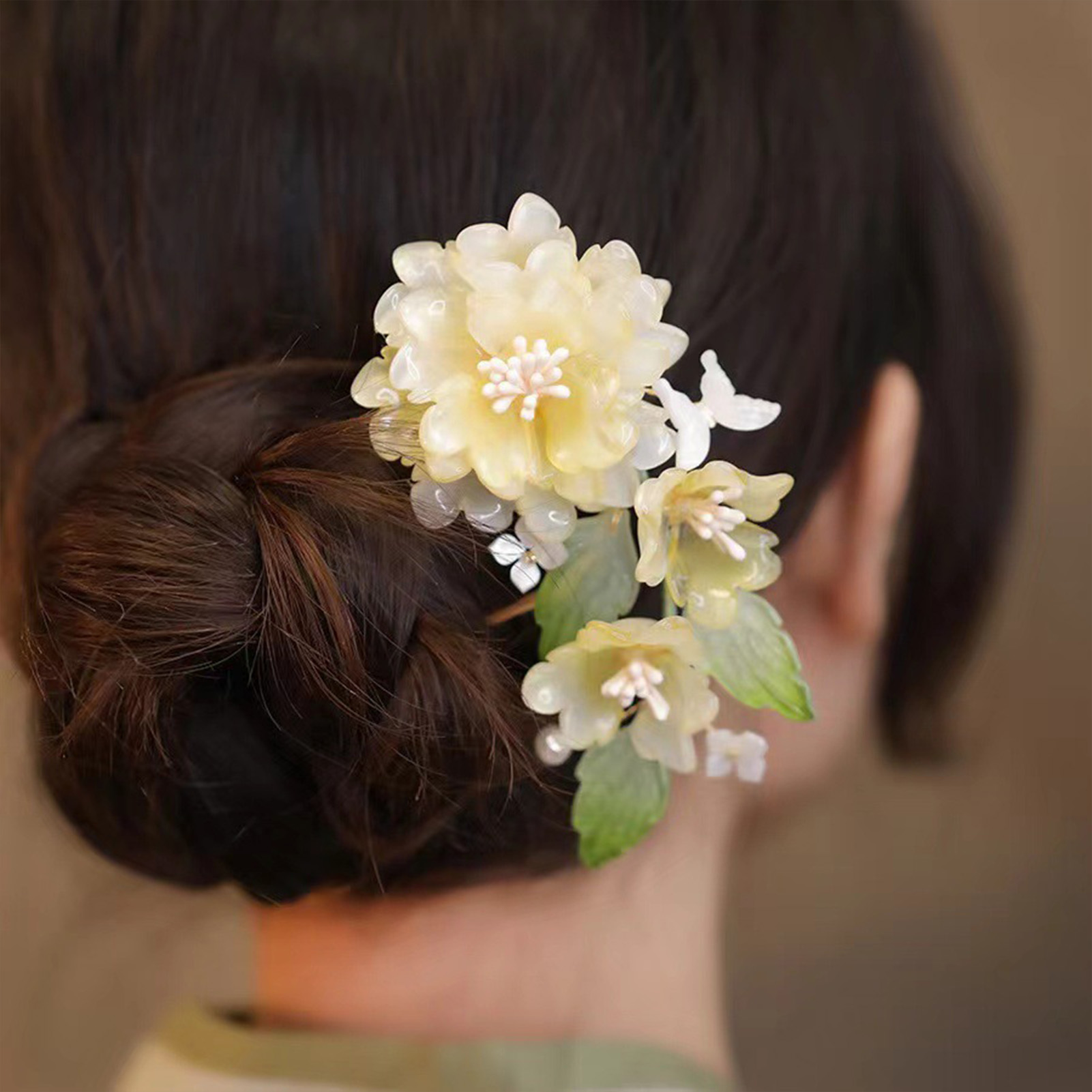 Hanbok Hair Pin - กิ๊บติดผมรูปตัว U แบบดอกไม้ เครื่องประดับผมแบบจีนฮั่นฝู คลาสสิกสำหรับงานแต่งงาน เจ้าสาว