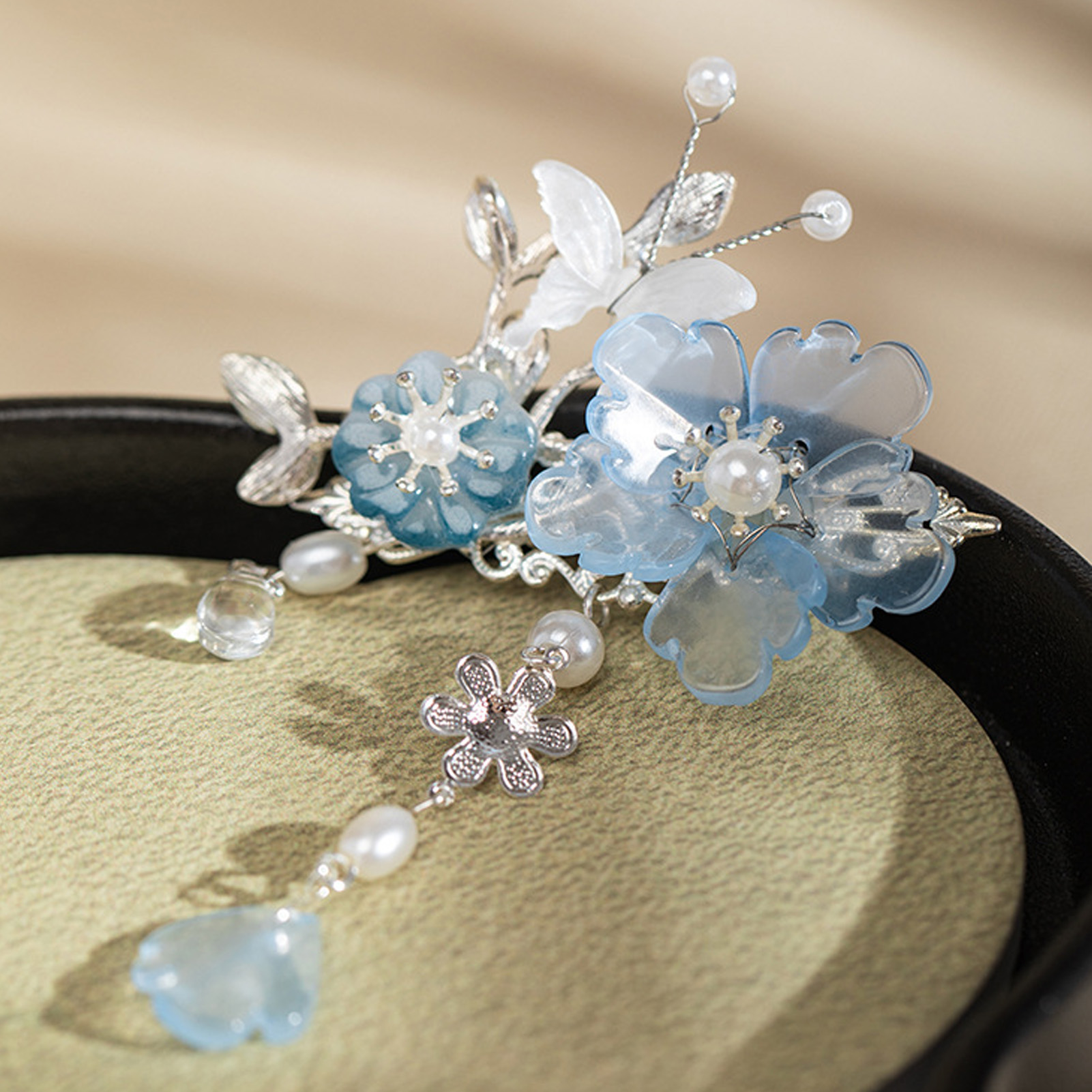 กิ๊บติดผมดอกโบตั๋นสีฟ้า 2 ชิ้น - Hanbok Hair Pin บทวิจารณ์และราคา